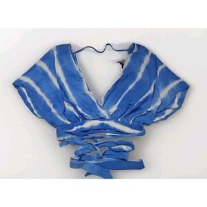 Crop Top Lg Dolman Sleeve Blue Tie Dye Swim Boho‎ Festival Beachcore Cruise #99